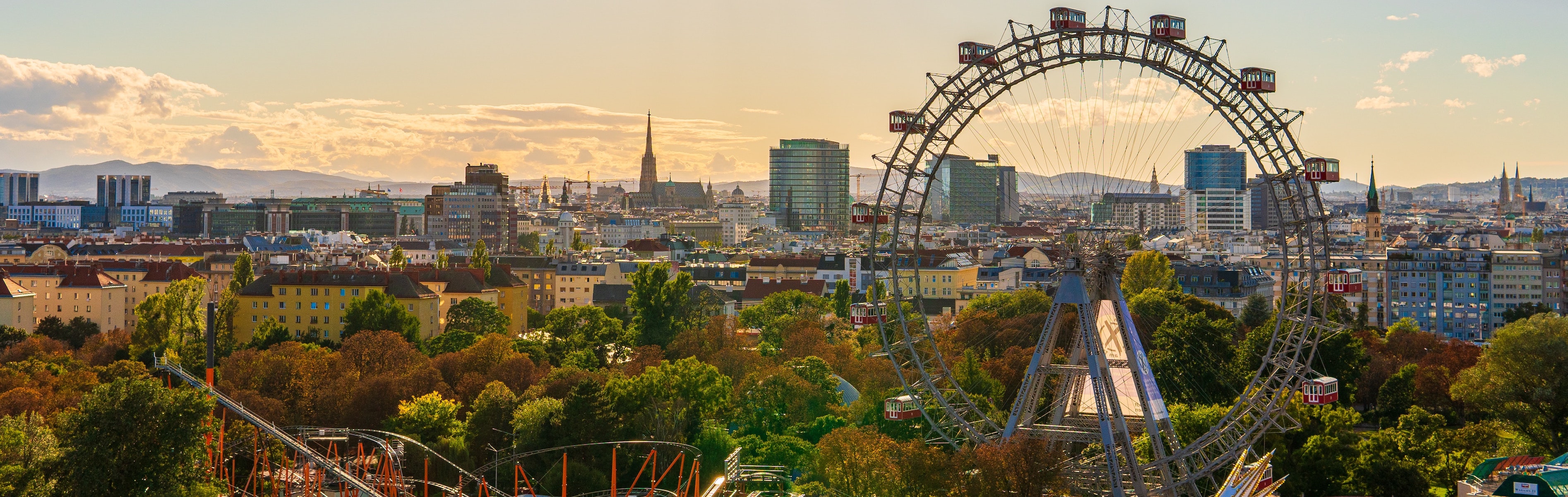 It is a picture of vienna schauen the Wiener Prater and skyline of vienna.